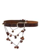 Matchesfashion.com Preen By Thornton Bregazzi - Vintage Bead Embellished Leather Belt - Womens - Brown