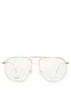 Matchesfashion.com Fendi - Aviator Metal Glasses - Womens - Gold