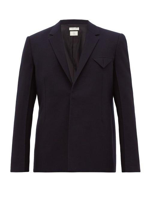 Matchesfashion.com Bottega Veneta - Single Breasted Felt Jacket - Mens - Navy