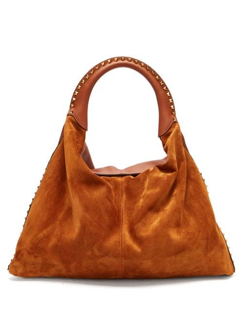 Matchesfashion.com Valentino Garavani - Rockstud Leather And Suede Bag - Womens - Tan