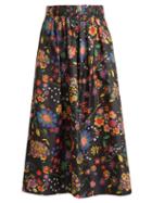 Matchesfashion.com Tibi - Floral Print Shell Skirt - Womens - Navy Multi