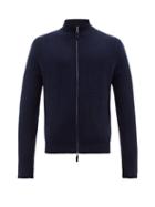 Matchesfashion.com Allude - Ribbed Zip Through Cashmere Sweater - Mens - Navy