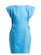 Matchesfashion.com Mm6 Maison Margiela - Contrast Stitch Belted Cotton Dress - Womens - Blue