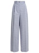 Matchesfashion.com Stella Jean - Checked High Rise Cotton Blend Trousers - Womens - Blue
