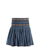 Matchesfashion.com Isabel Marant Toile - Breeda Embroidered Gathered Cotton Skirt - Womens - Mid Blue