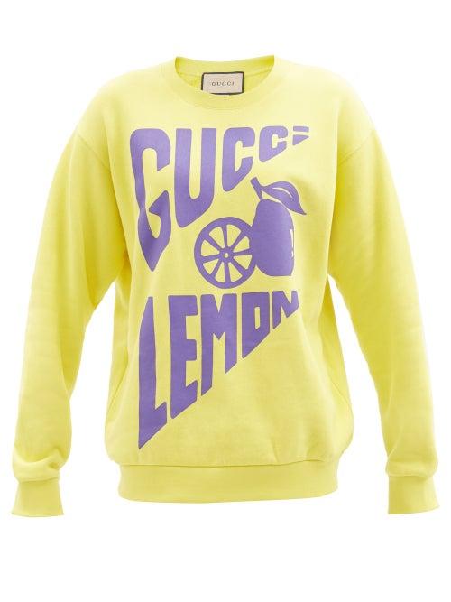 Gucci - Lemon-print Cotton-jersey Sweatshirt - Womens - Yellow