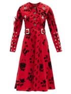 Matchesfashion.com Chopova Lowena - Floral-print Organic Cotton-poplin Midi Dress - Womens - Red