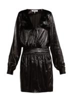 Matchesfashion.com Frame - V Neck Velvet Mini Dress - Womens - Black