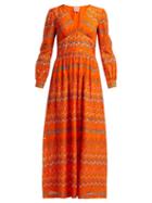 Matchesfashion.com Le Sirenuse, Positano - Alessandra Floral Cotton Maxi Dress - Womens - Orange