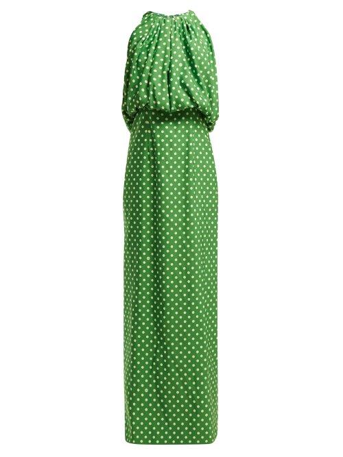 Matchesfashion.com Calvin Klein 205w39nyc - Polka Dot Faille Long Dress - Womens - Green White