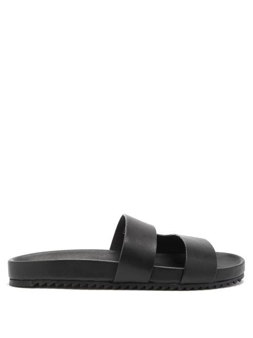 Matchesfashion.com Grenson - Chadwick Two-strap Leather Slides - Mens - Black