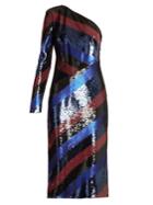 Diane Von Furstenberg One-shoulder Striped Sequin Dress