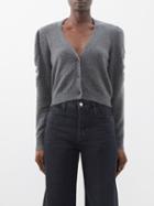 Frame - Shirred Sleeve Cashmere Cardigan - Womens - Dark Grey
