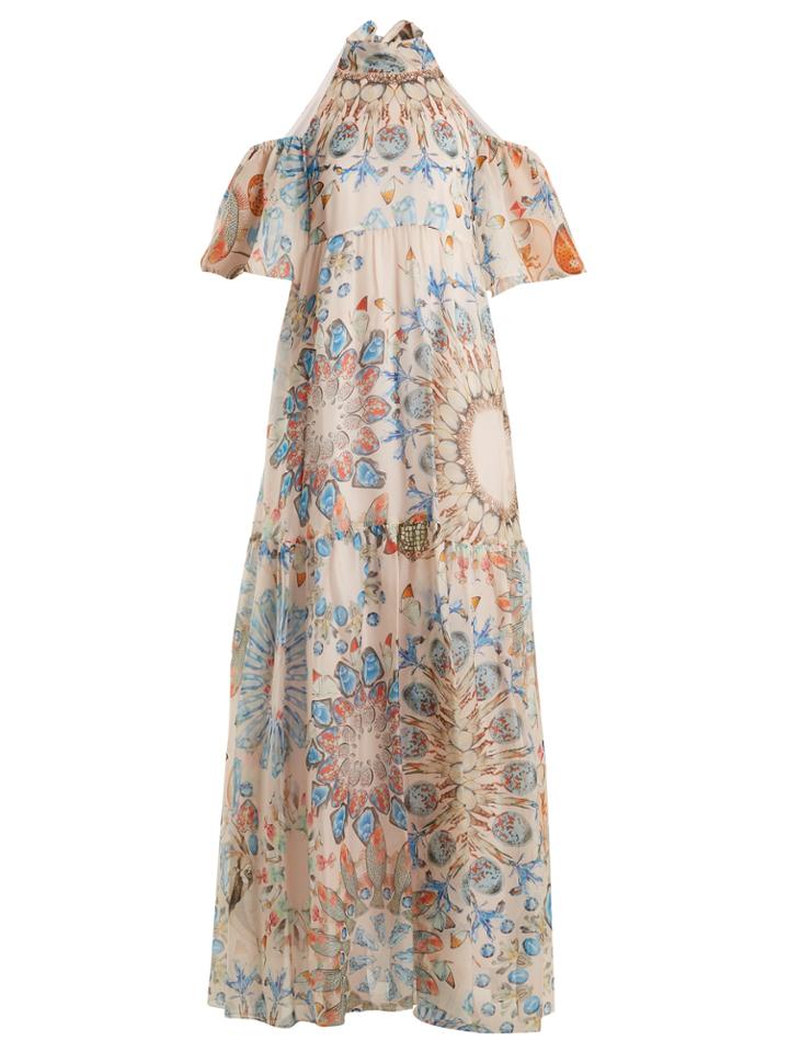 Temperley London Quartz Crystal-print Silk-chiffon Maxi Dress