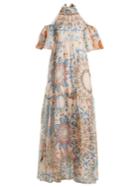 Temperley London Quartz Crystal-print Silk-chiffon Maxi Dress