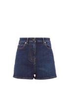 Matchesfashion.com Valentino - High Rise Denim Shorts - Womens - Denim