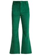 Matchesfashion.com Staud - Hall Cropped Kick Flare Corduroy Trousers - Womens - Green