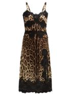 Matchesfashion.com Dolce & Gabbana - Leopard Print Silk Blend Satin Dress - Womens - Leopard