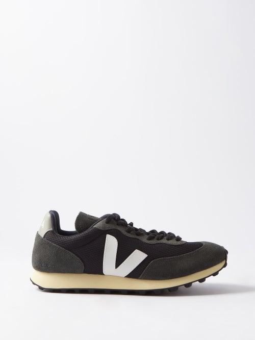Veja - Rio Branco Suede-paneled Mesh Trainers - Mens - Black White