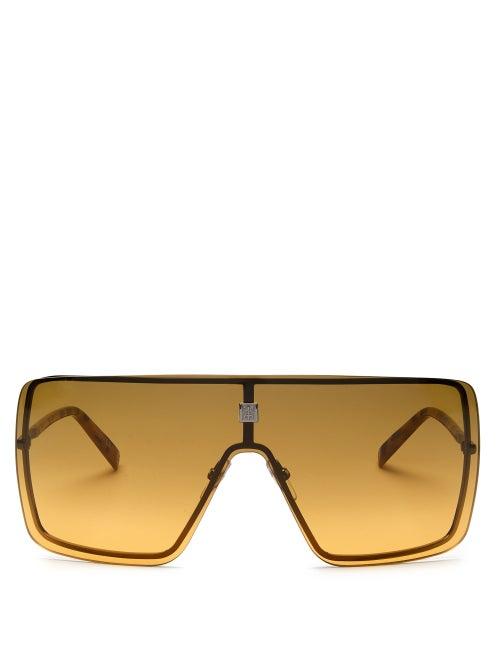 Matchesfashion.com Givenchy - Gradient-lens Metal Shield Sunglasses - Womens - Yellow