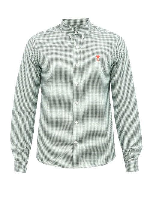 Matchesfashion.com Ami - Ami De Coeur Check Cotton-oxford Shirt - Mens - Green
