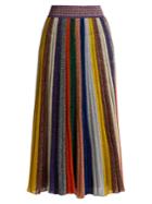 Missoni Pleated Striped Wool-blend Midi Skirt