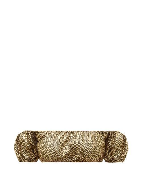 Matchesfashion.com Lisa Marie Fernandez - Leandra Metallic Seersucker Bikini - Womens - Black Gold
