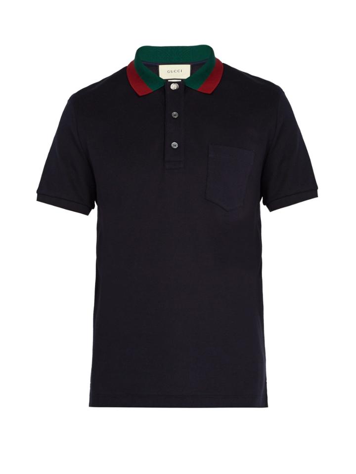 Gucci Web-striped Collar Polo Shirt