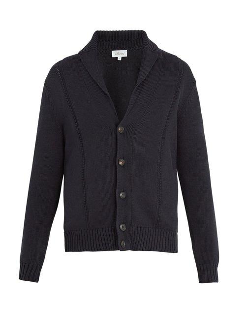 Matchesfashion.com Brioni - Shawl Collar Cotton And Silk Blend Cardigan - Mens - Navy