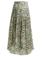 Matchesfashion.com On The Island - Kaupoa Tiered Floral Print Cotton Midi Skirt - Womens - Green Print