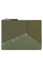 Matchesfashion.com Loewe - Puzzle Leather And Canvas Pouch - Mens - Khaki Multi
