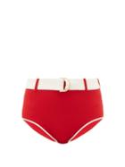 Matchesfashion.com Odyssee - Azur Belted High-rise Bikini Briefs - Womens - Red Multi