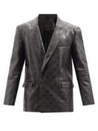 Gucci - Gg-embossed Leather Suit Blazer - Mens - Black