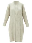 Matchesfashion.com Pleats Please Issey Miyake - Single-breasted Technical-pleated Coat - Womens - Beige