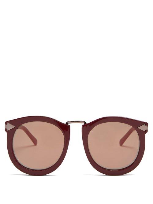 Matchesfashion.com Karen Walker Eyewear - Super Lunar Round Eye Acetate Sunglasses - Womens - Burgundy