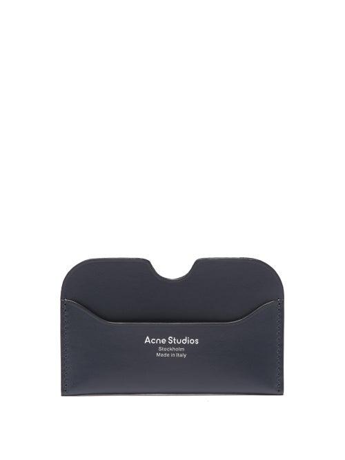 Matchesfashion.com Acne Studios - Elmas Foiled-logo Leather Cardholder - Womens - Blue