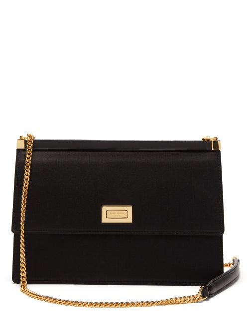 Matchesfashion.com Saint Laurent - Logo-clasp Satin And Leather Cross-body Bag - Womens - Black