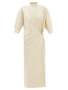 Lemaire - High-neck Draped Cotton-poplin Midi Dress - Womens - Cream