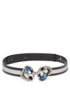 Matchesfashion.com Sonia Petroff - Swan-buckle Leather Belt - Womens - Silver Multi