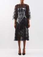 Erdem - Raya Sequinned Tulle Dress - Womens - Silver Black