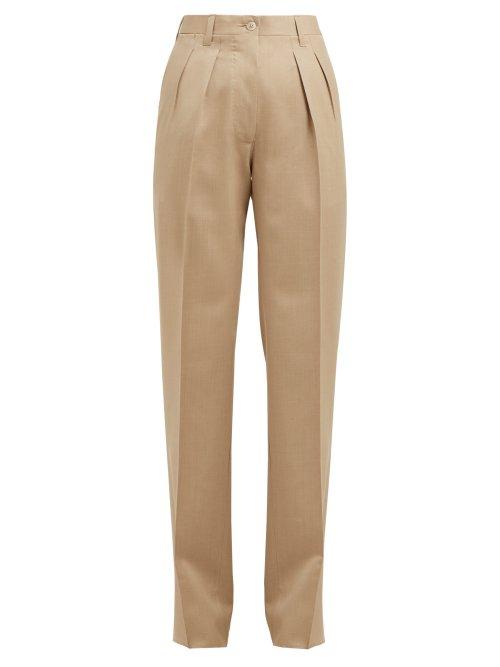 Matchesfashion.com Giuliva Heritage Collection - The Adele Straight Leg Wool Trousers - Womens - Beige