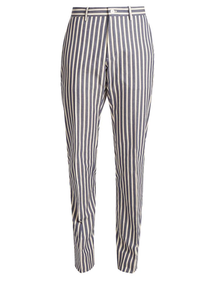 Connolly Striped Straight-leg Cotton Trousers