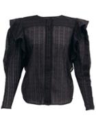 Matchesfashion.com Isabel Marant - Getlyia Ruffle-shoulder Broderie-anglaise Blouse - Womens - Black