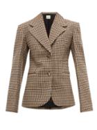 Matchesfashion.com Khaite - Oversized Checked Wool Blend Blazer - Womens - Brown Multi