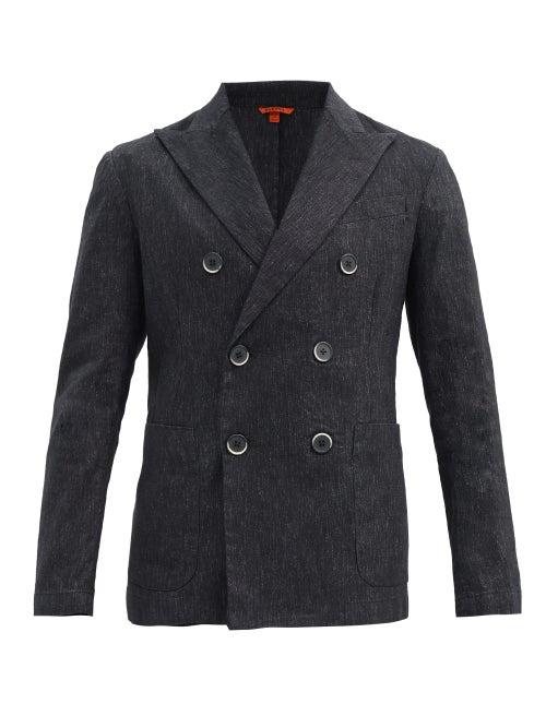 Matchesfashion.com Barena Venezia - Siroco Double-breasted Linen-blend Blazer - Mens - Grey Multi