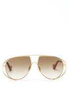 Matchesfashion.com Loewe - Aviator Metal Sunglasses - Mens - Brown Gold