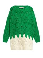 Matchesfashion.com Vika Gazinskaya - Hand Knitted Oversized Cotton Blend Sweater - Womens - Green Multi