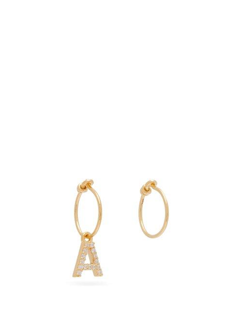 Matchesfashion.com Theodora Warre - Mismatched A Charm Gold Plated Hoop Earrings - Womens - Gold
