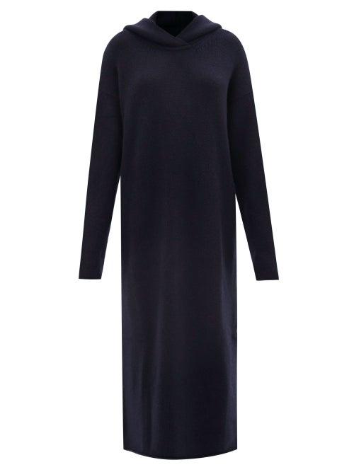 Raey - Hooded Knitted Cashmere Maxi Dress - Womens - Navy