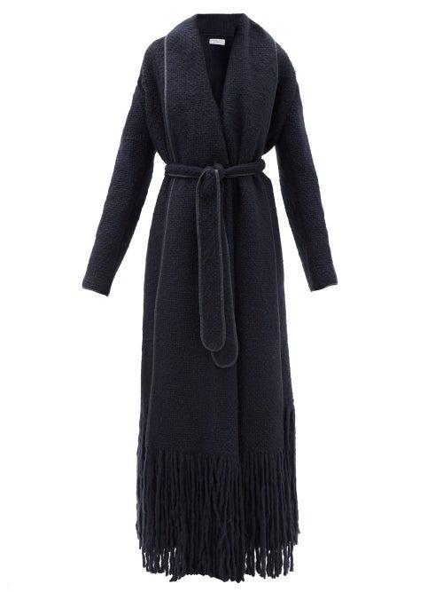Matchesfashion.com Gabriela Hearst - Dream Fringed Shawl-lapel Cashmere Coat - Womens - Navy